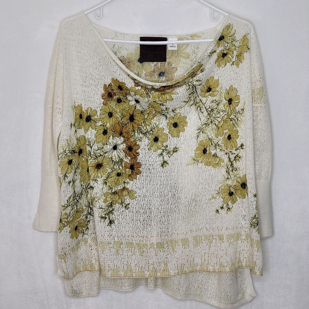 Guinevere Linen‎ Cotton Floral Oversized Top Size XS